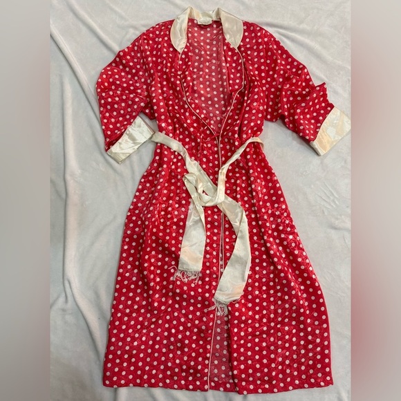 Silky Dotted Victorias Secret 90s Vintage Robe - Picture 3 of 10